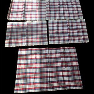 - Longaberger reversible cherry plaid set of 4 tablecloths and breadbasket…